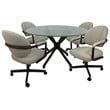 Pemberly Row Swivel Caster Chairs in Crackle Glass Ocean Beige Vinyl Coffee