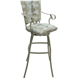 Pemberly Row Aluminum Outdoor Indoor Bar Stool 30&quot Seat- Arms in White & Beige