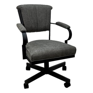 Pemberly Row Contemporary Swivel & Metal Caster Dining Chair in Black
