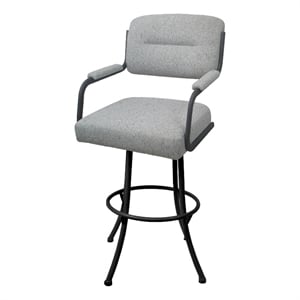 Pemberly Row 30&quot Swivel Metal & Bar Stool in Charcoal & Gray