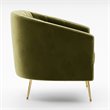Pemberly Row Barrel Steel/Velvet Accent Chair with Gold Legs in Olive Green