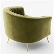 Pemberly Row Barrel Steel/Velvet Accent Chair with Gold Legs in Olive Green
