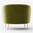 Pemberly Row Barrel Steel/Velvet Accent Chair with Gold Legs in Olive Green