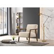 Pemberly Row Solid Wood & Fabric Upholstered Lounge Accent Chair in Beige