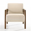 Pemberly Row Solid Wood & Fabric Upholstered Lounge Accent Chair in Beige