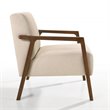 Pemberly Row Solid Wood & Fabric Upholstered Lounge Accent Chair in Beige