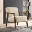 Pemberly Row Solid Wood & Fabric Upholstered Lounge Accent Chair in Beige