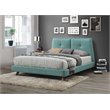 Pemberly Row Wood and Fabric Upholstered Queen Platform Bed in Turquoise