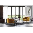Pemberly Row Barrel Steel/Velvet Accent Chair with Gold Legs in Mustard Yellow