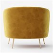 Pemberly Row Barrel Steel/Velvet Accent Chair with Gold Legs in Mustard Yellow