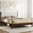 Pemberly Row Wooden Queen Platform Bed in Walnut and Cream White Boucle