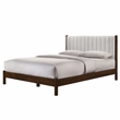 Pemberly Row Wooden Queen Platform Bed in Walnut and Cream White Boucle