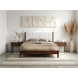 Pemberly Row Wooden Queen Platform Bed in Walnut and Cream White Boucle