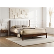Pemberly Row Wooden Queen Platform Bed in Walnut and Cream White Boucle
