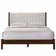 Pemberly Row Wooden Queen Platform Bed in Walnut and Cream White Boucle