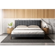 Pemberly Row Upholstered Platform King Bed with Channel Tufted Headboard in Gray