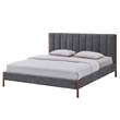 Pemberly Row Upholstered Platform King Bed with Channel Tufted Headboard in Gray