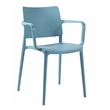 Pemberly Row Arm Resin Patio Dining Chair in Aqua Blue (Set of 2)