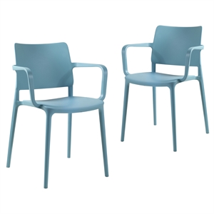 pemberly row arm resin patio dining chair in aqua blue (set of 2)