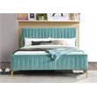 Pemberly Row Wood and Fabric Upholstered Queen Platform Bed in Turquoise