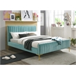 Pemberly Row Wood and Fabric Upholstered Queen Platform Bed in Turquoise