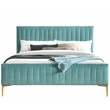 Pemberly Row Wood and Fabric Upholstered Queen Platform Bed in Turquoise