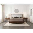 Pemberly Row Wooden Queen Platform Bed in Walnut and Cream White Boucle