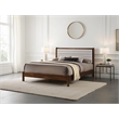 Pemberly Row Wooden Queen Platform Bed in Walnut and Cream White Boucle