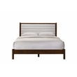 Pemberly Row Wooden Queen Platform Bed in Walnut and Cream White Boucle