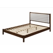 Pemberly Row Wooden Queen Platform Bed in Walnut and Cream White Boucle