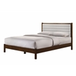 Pemberly Row Wooden Queen Platform Bed in Walnut and Cream White Boucle