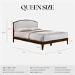 Pemberly Row Solid Wood Queen Platform Bed in Walnut and Cream White Boucle