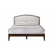 Pemberly Row Solid Wood Queen Platform Bed in Walnut and Cream White Boucle