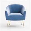 Pemberly Row Velvet Upholstered Accent Armchair with Gold Legs in Light Blue