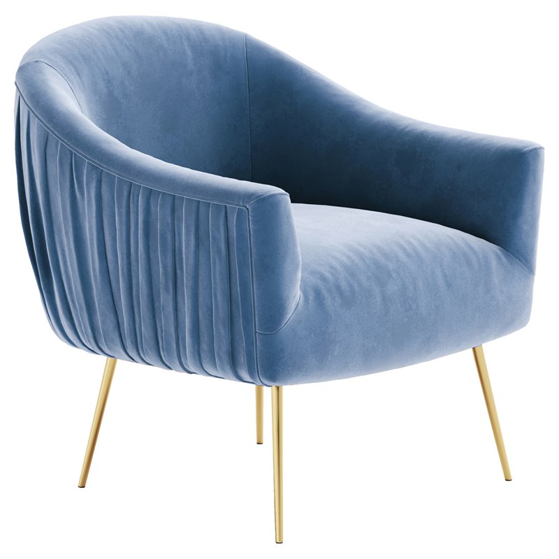 Pemberly Row Velvet Upholstered Accent Armchair with Gold Legs in Light Blue