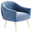 Pemberly Row Velvet Upholstered Accent Armchair with Gold Legs in Light Blue