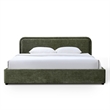 Pemberly Row Upholstered King Platform Bed with Rounded Headboard in Moss Green