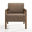 Pemberly Row Solid Wood & Fabric Upholstered Lounge Accent Chair in Brown