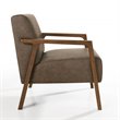 Pemberly Row Solid Wood & Fabric Upholstered Lounge Accent Chair in Brown