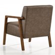 Pemberly Row Solid Wood & Fabric Upholstered Lounge Accent Chair in Brown