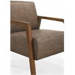 Pemberly Row Solid Wood & Fabric Upholstered Lounge Accent Chair in Brown
