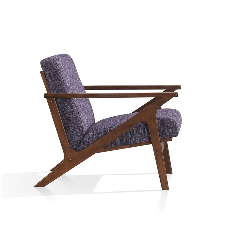 Pemberly Row Solid Wood and Fabric Upholstered Accent Armchair in Purple