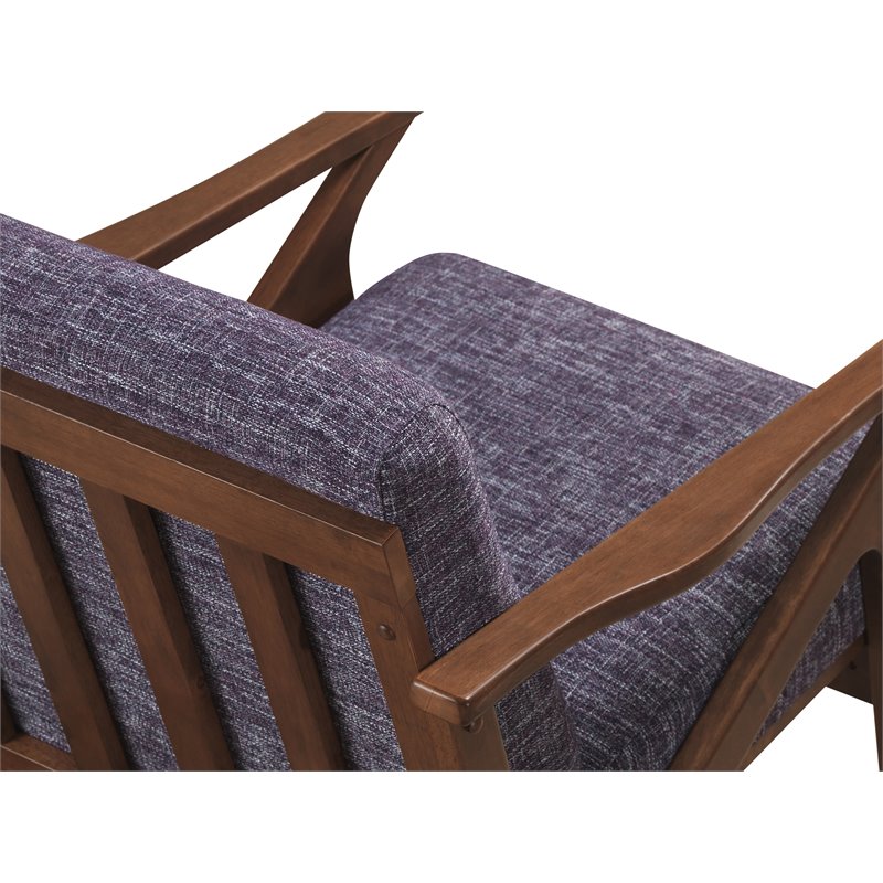 Pemberly Row Solid Wood and Fabric Upholstered Accent Armchair in Purple