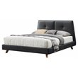 Pemberly Row Wood and Fabric Upholstered Queen Platform Bed in Dark Gray