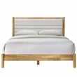 Pemberly Row Wooden Queen Platform Bed in Natural and Cream White Boucle