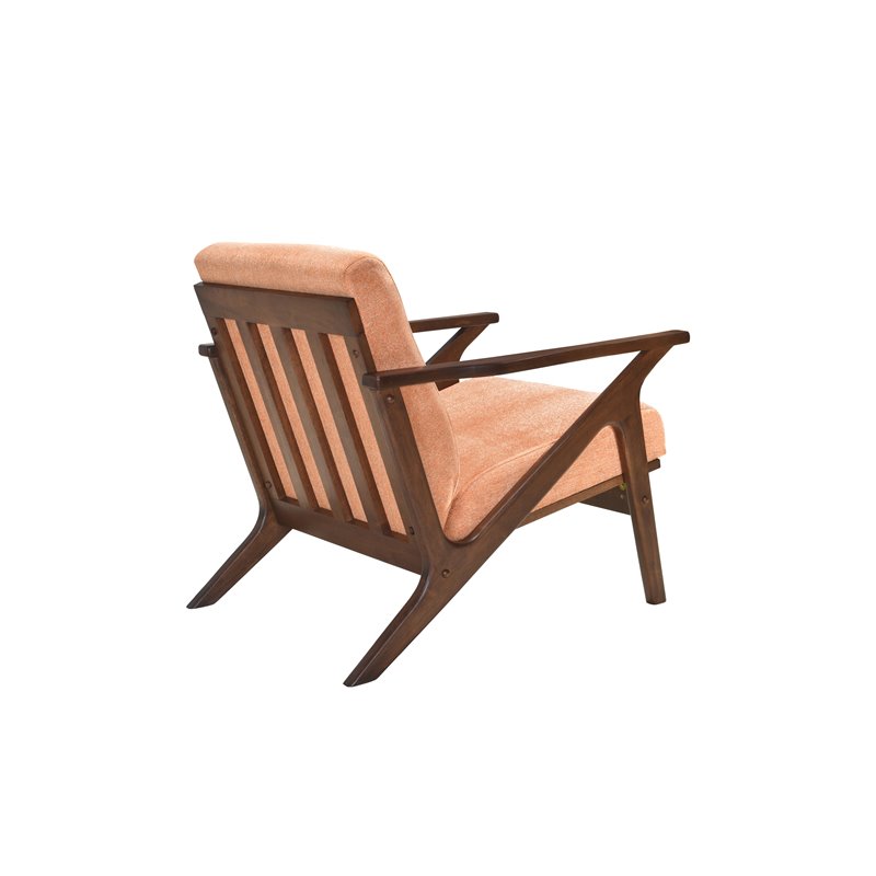 Pemberly Row Solid Wood and Fabric Upholstered Accent Armchair in Orange