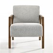 Pemberly Row Solid Wood & Fabric Upholstered Lounge Accent Chair in Gray