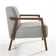 Pemberly Row Solid Wood & Fabric Upholstered Lounge Accent Chair in Gray