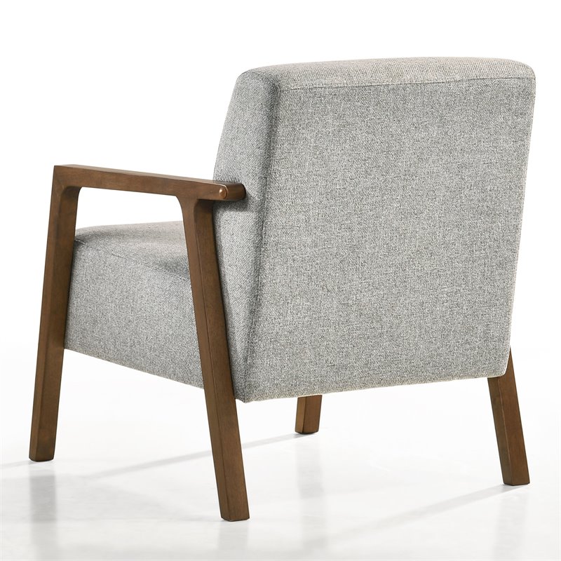 Pemberly Row Solid Wood & Fabric Upholstered Lounge Accent Chair in Gray