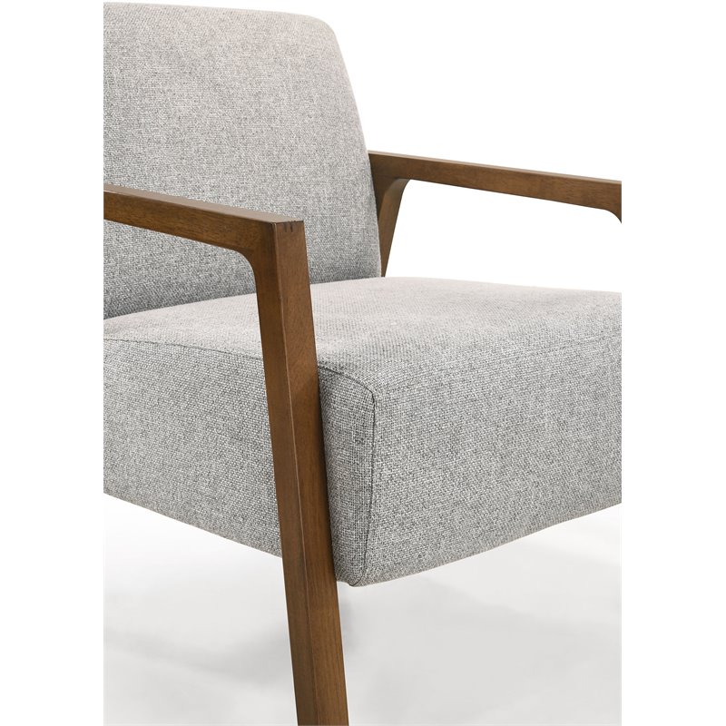 Pemberly Row Solid Wood & Fabric Upholstered Lounge Accent Chair in Gray